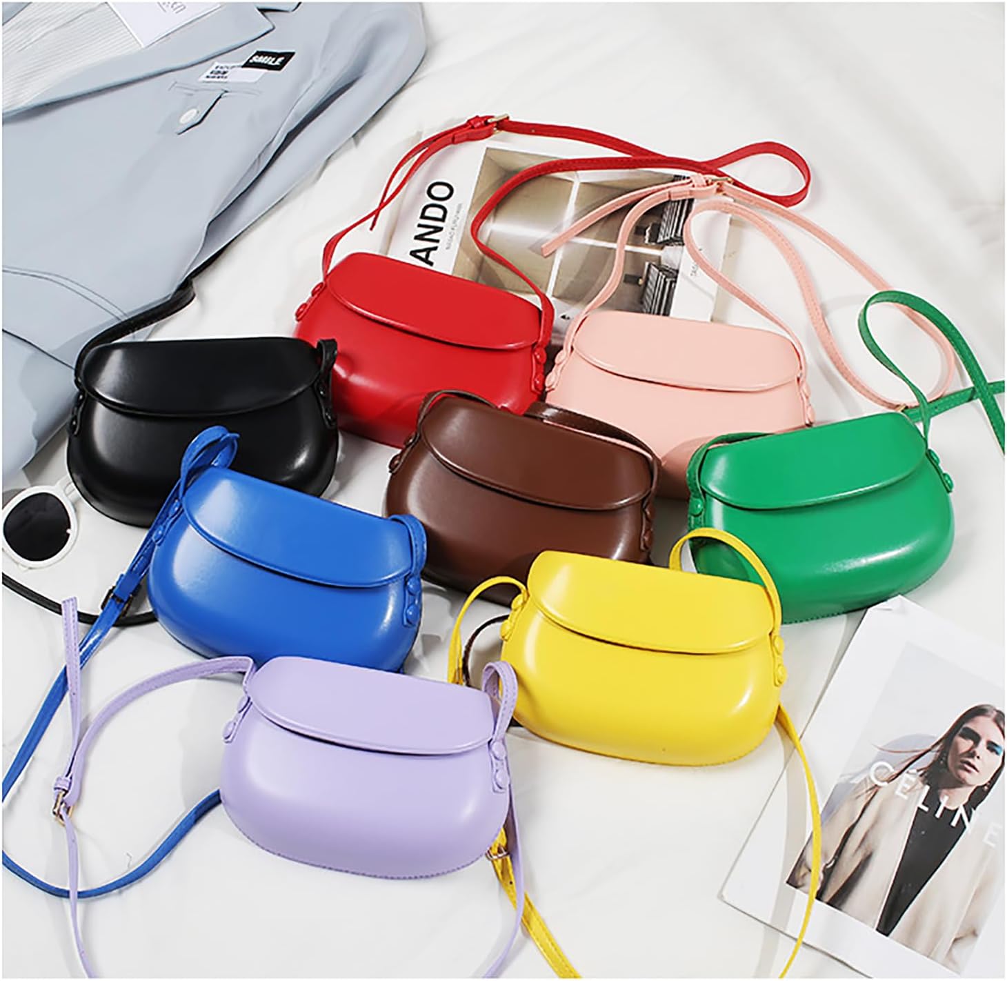 [ＡＬＴＩＴＡＢ] キャンディーカラーのサドルバッグ - おしゃれなシングルショルダークロスボディバッグ (ピンク)