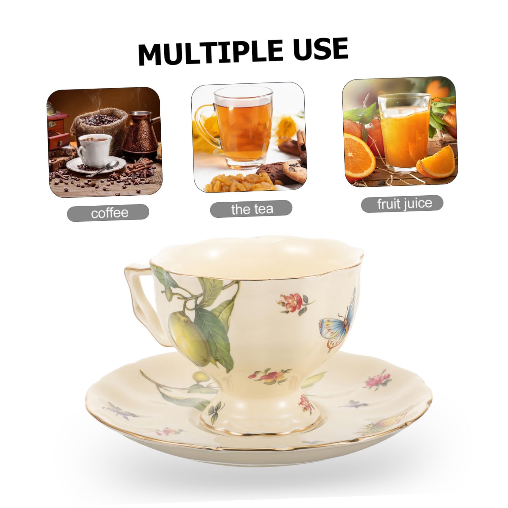 Retro Kaffee Tasse Satz aus Keramik mit Untertasse für Zuhause