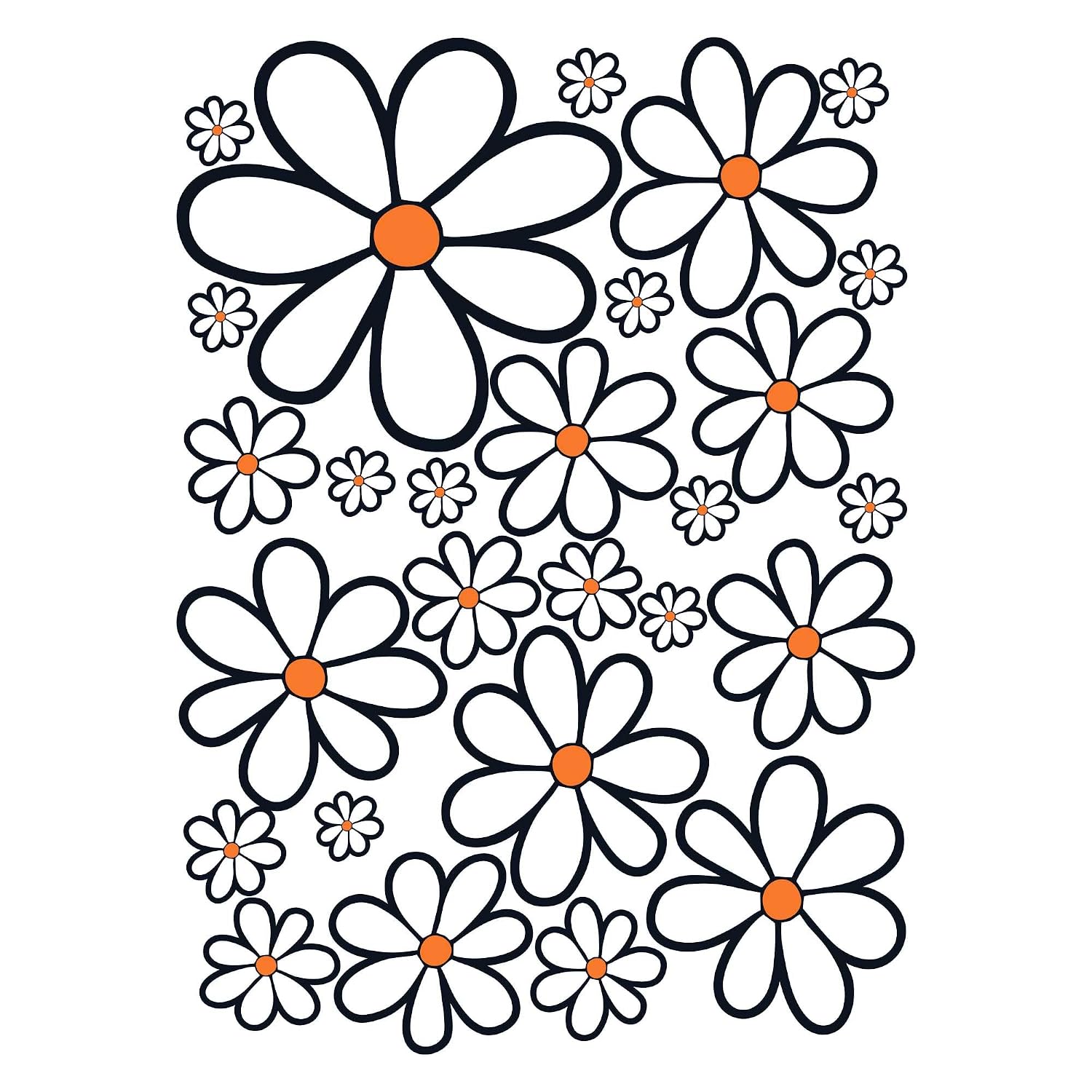 Lot De 2 Autocollants De Voiture – Fleurs Noires – Décoration Capot / Bande Universelle – PVC