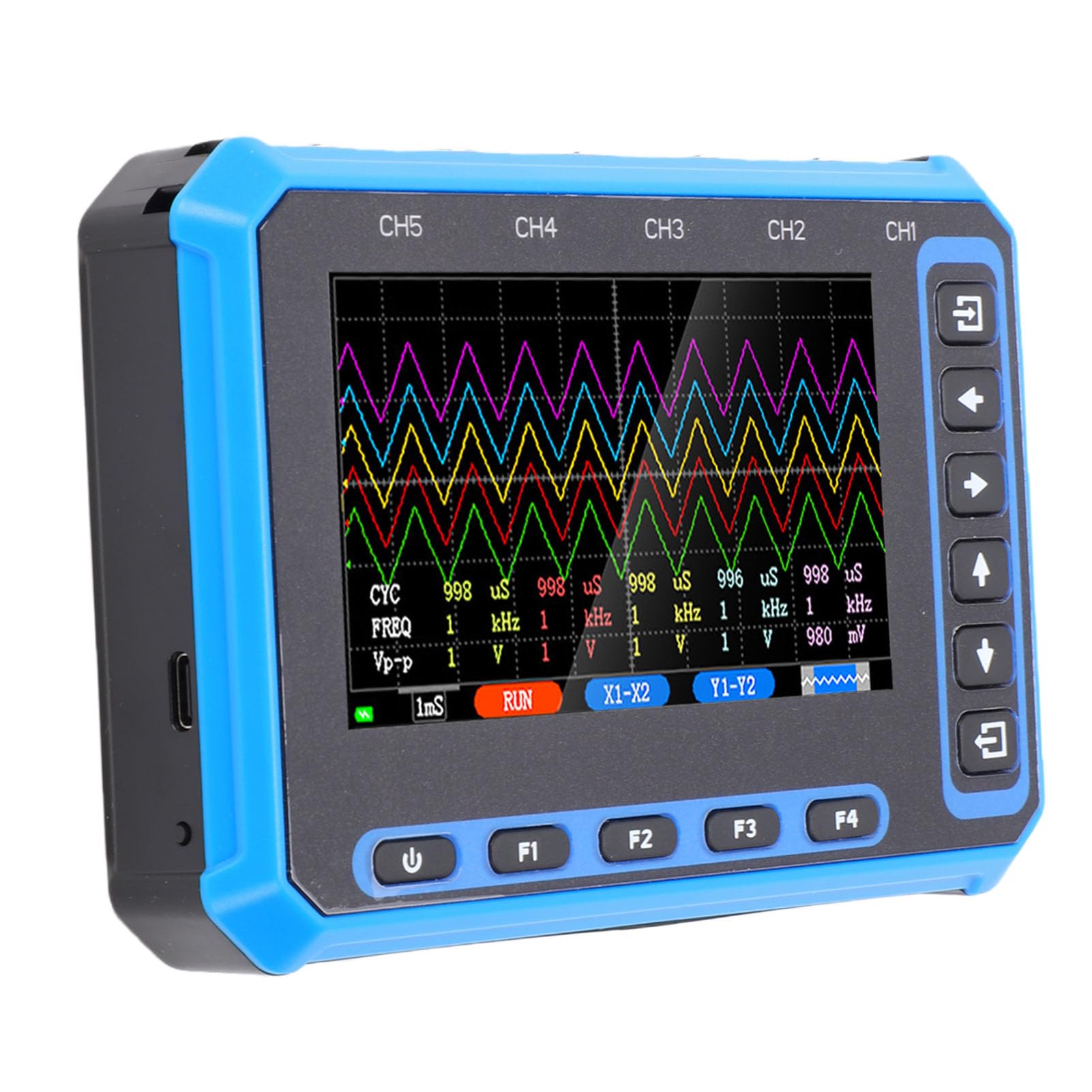 Generic Oscilloscopio Portatile WiFi USB Tipo C a 5 Portatile per Professionisti e Studenti, Schermo da 4,3", Risoluzione 480x272