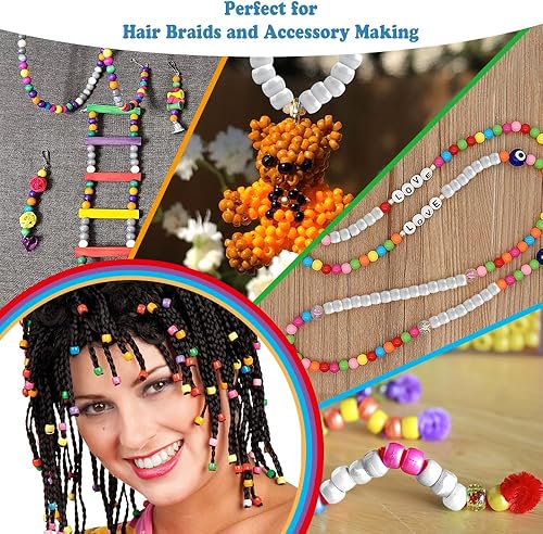 Miniatura 6 de Kit de pulsera de la amistad de 1100 cuentas de pony para hacer joyas y pulseras, cuentas para el cabello y manualidades, cuentas pequeñas Kandi y