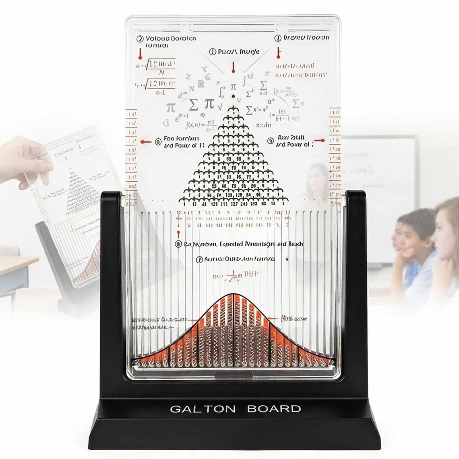 Courbe en cloche visuelle grâce au Tableau de Galton MObyat pour démonstration de probabilités