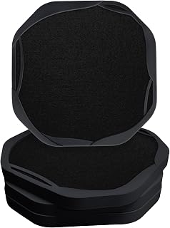 UMIRRO Absorbent Felt & Silicone Drink Coasters Set of 4, Black | Leakproof & Non-Slip Base, Non-Stick, for Coffee Table, Office Desk, Home Bar, Kitchen Decor & Accessories, Octagon 4"