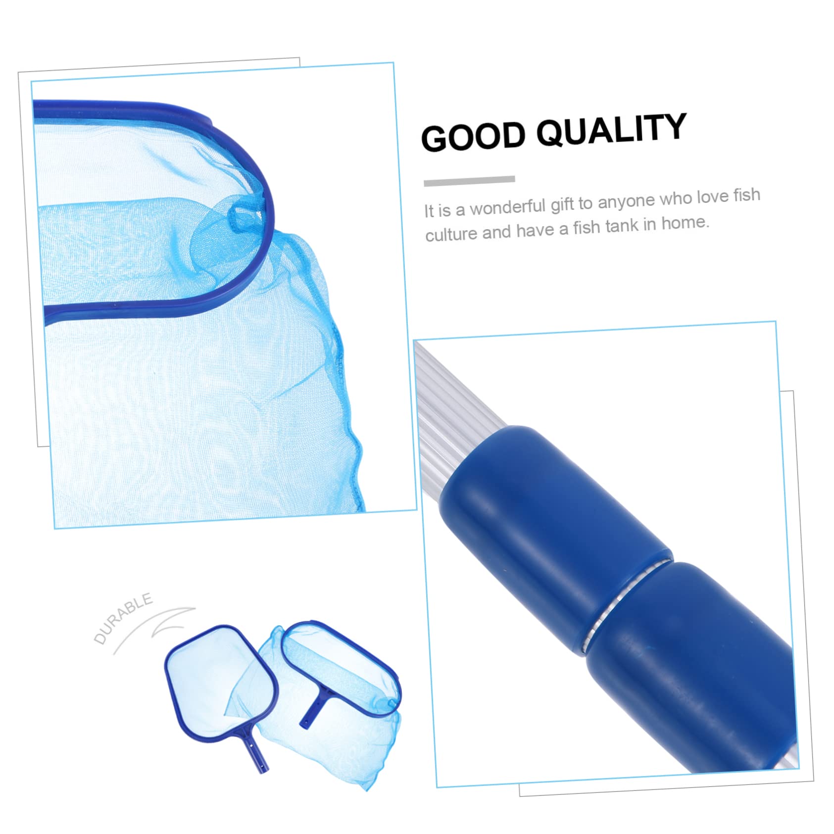 Sosoport Épuisette Télescopique pour Piscine Râteau Filet Fin pour Nettoyage Récupération des Débris Légers Bassins et Aquariums