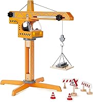 Hape Playscapes Wooden Crane Lift Playset - Construction Truck Toy for Kids 3+ | Builds Engineering Skills & Imagination