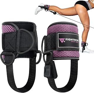 FIGHTECH Ankle Straps Cable Machine Attachment for Gym - Cable Kickback Ankle Straps - Padded Ankle Cuffs for Glute Kickbacks and Leg Workouts (Lavender/Adjustable)
