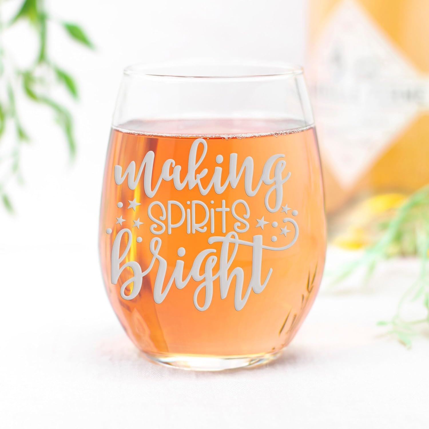 Making Spirits Bright Stemless Wine Glass - Funny Christmas Gift for Moms or Holiday Parties - 2 Glasses