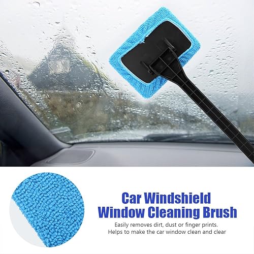 Miniatura 4 de TOPINCN Herramienta para parabrisas, limpiador de ventanas de coche con mango irrompible extensible de largo alcance y paño de microfibra lavable