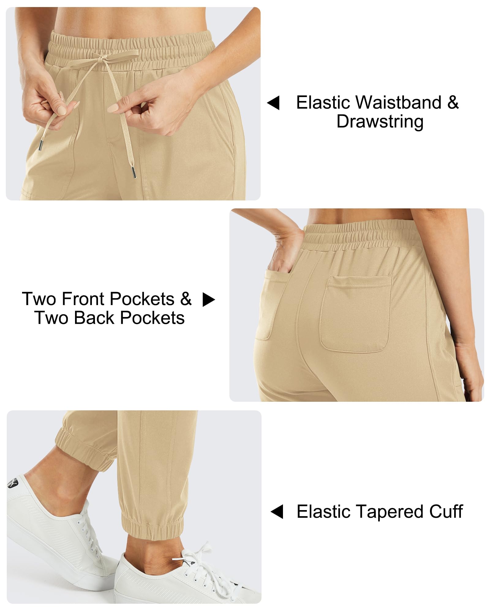 G4Free Pantalones quirúrgicos para mujer con bolsillos, cordones de ajuste, pantalones deportivos de golf, pantalones deportivos con cincha inferior, pequeño/regular/alto