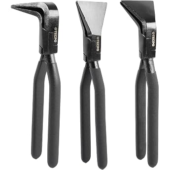 TECPO Folding Pliers Set of 3 0  45  90  - Straight Angled Dip-Insulated 280 mm Sheet Metal Bending Pliers Sheet Metal Pliers Bending Pliers - for Bending Sheets with Maximum Opening Width of 60 mm