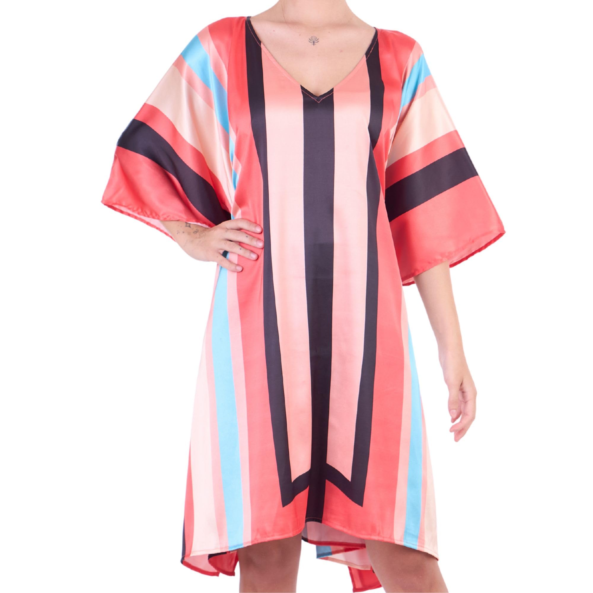 Vestido largo caftán bohemio de talla grande para mujer, ultraligero, 100% algodón Kasturi, estampados llamativos, ajuste sin esfuerzo, tallas S-3XL, caftán ideal para descansar, playa, vacaciones