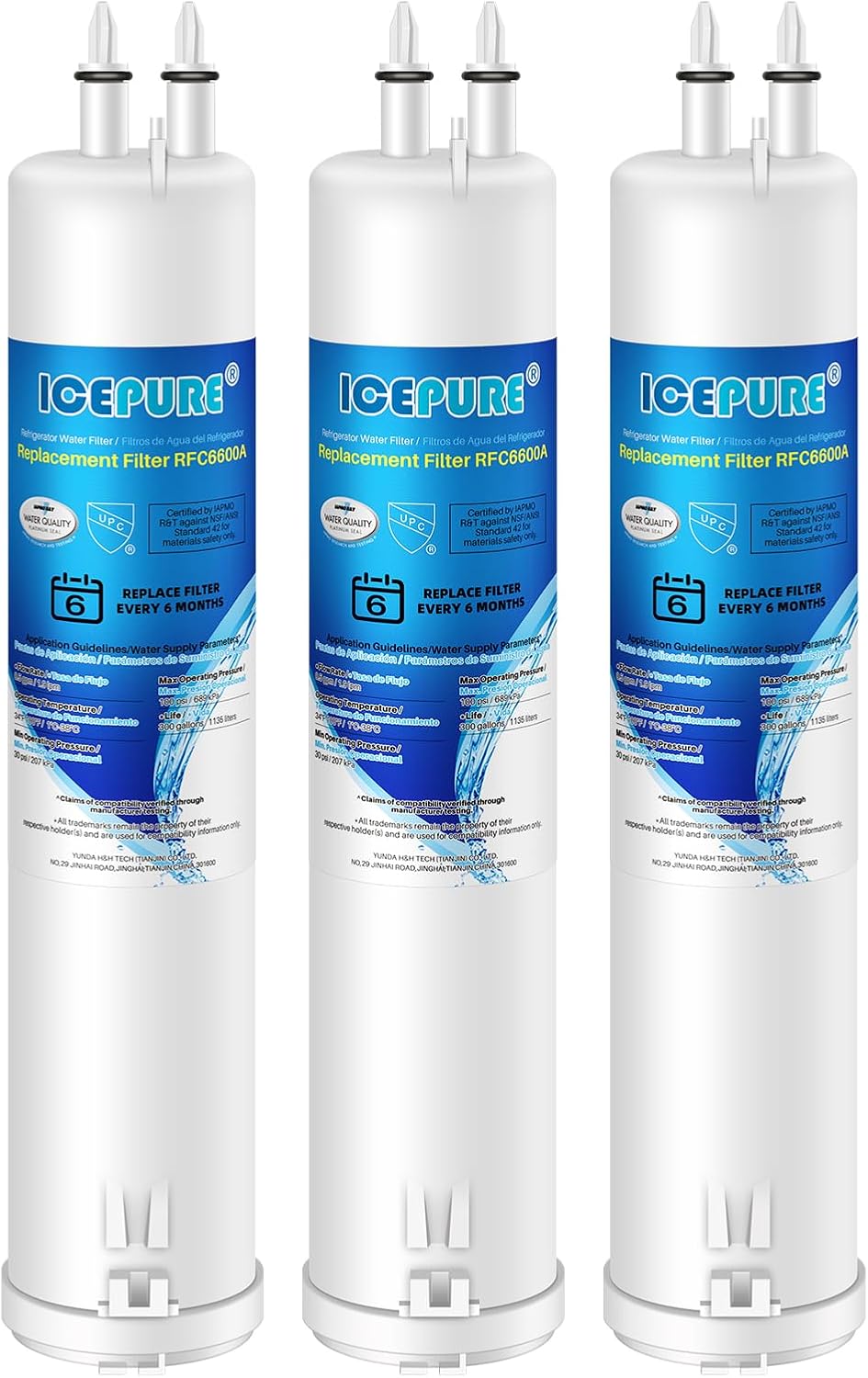 ICEPURE RFC6600A Refrigerator Water Filter Replacement for 4396841, EDR3RXD1, Everydrop® Filter 3, 4396710, Kenmore® 9030, 9083, 46-9083, 46-9030,3PACK