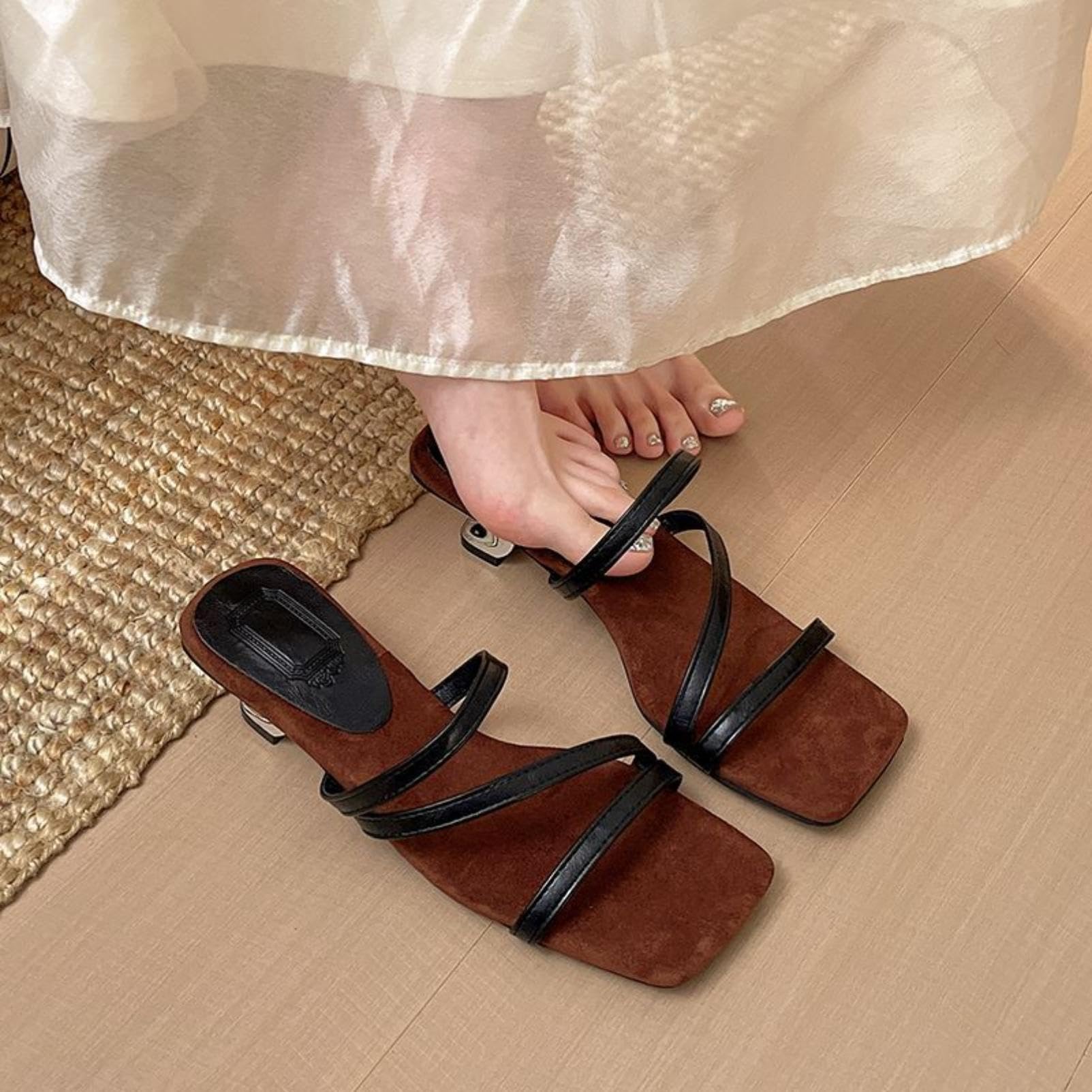 Generico Sandali Mule Slip On Donna Punta Quadrata Tomaia