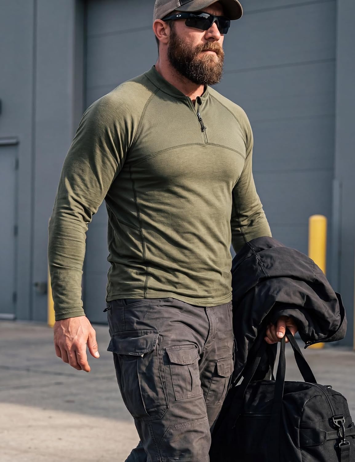 IDOGEAR Men’s Tactical Shirt Long Sleeve Combat Shirt 1/4 Zip Breathabe Military Training Top for Shooting Hunting Training