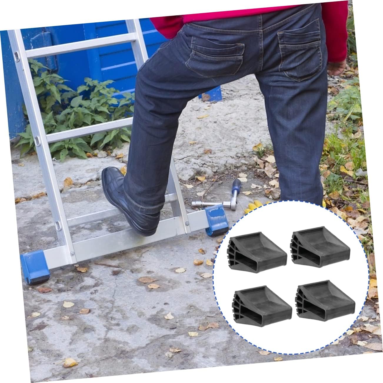 4pcs Non-Slip Ladder Leg Caps for Hardwood Floors Mid Century Modern Ladder Slip Mats