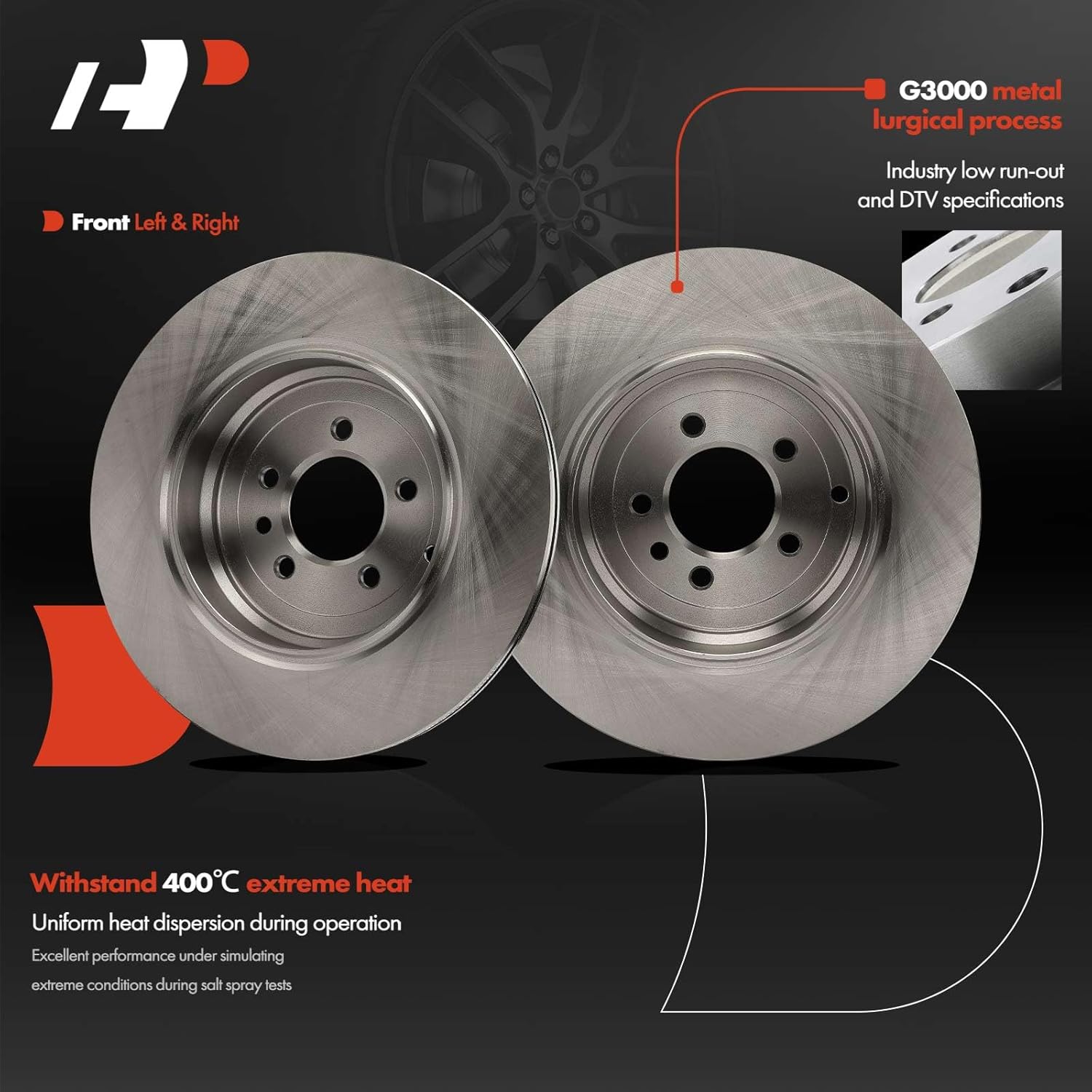A-Premium 14.37 inch (365mm) Rear Vented Disc Brake Rotors + Ceramic Pads Kit Compatible with Select Land Rover Models - Range Rover Sport 2010 2011 2012 2013, 6-PC Set