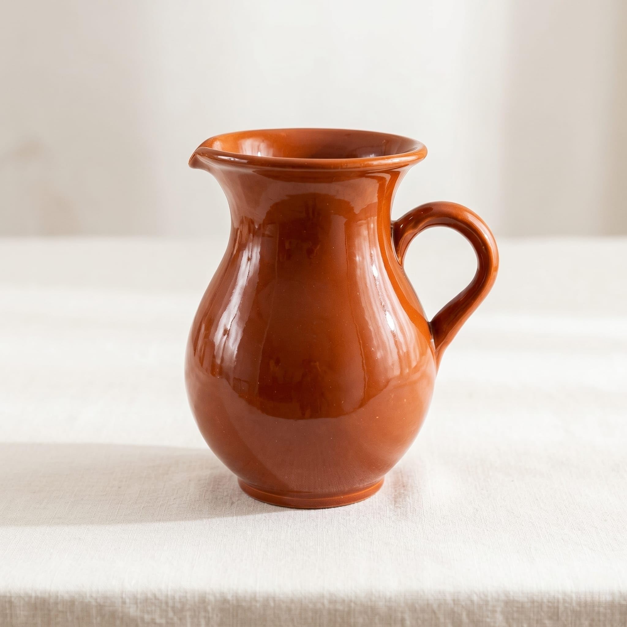 Brocca Artigianale in Terracotta Smaltata Stile Rustico Fatta a Mano – Acqua, Vino – Design Classico Altezza 18/20 cm 2307251102