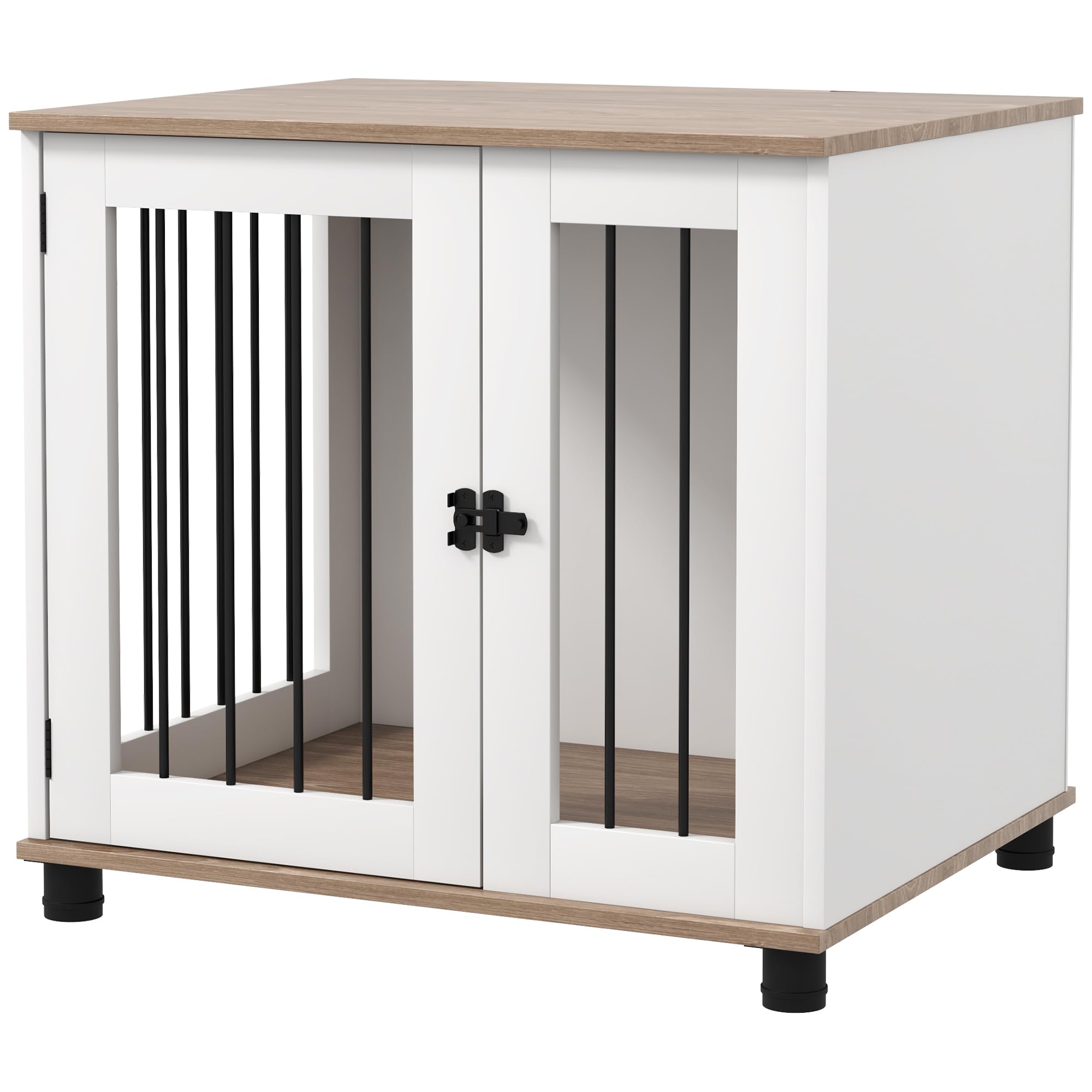 PawHut - Jaula para perros y animales sobre patas 2 en 1 mesa auxiliar con 1 puerta bloqueable - metal y paneles de partículas - dim. 73 x 60 x 68 cm