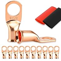 Vista 32 de 8 piezas de extremos de cable de batería, conectores de alambre calibre 1/0, lengüetas de alambre de cobre 1/2, ojales de cobre desnudo con tubo
