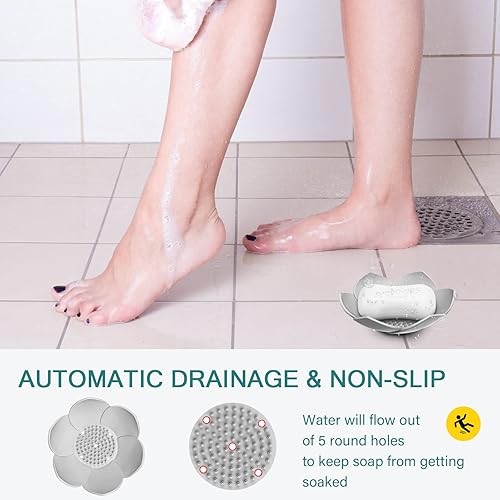 Miniatura 3 de Hsmanchry - Jabonera de silicona para ducha, paquete de 3 jaboneras autodrenantes, jaboneras para barra de jabón, jabonera portátil con drenaje,