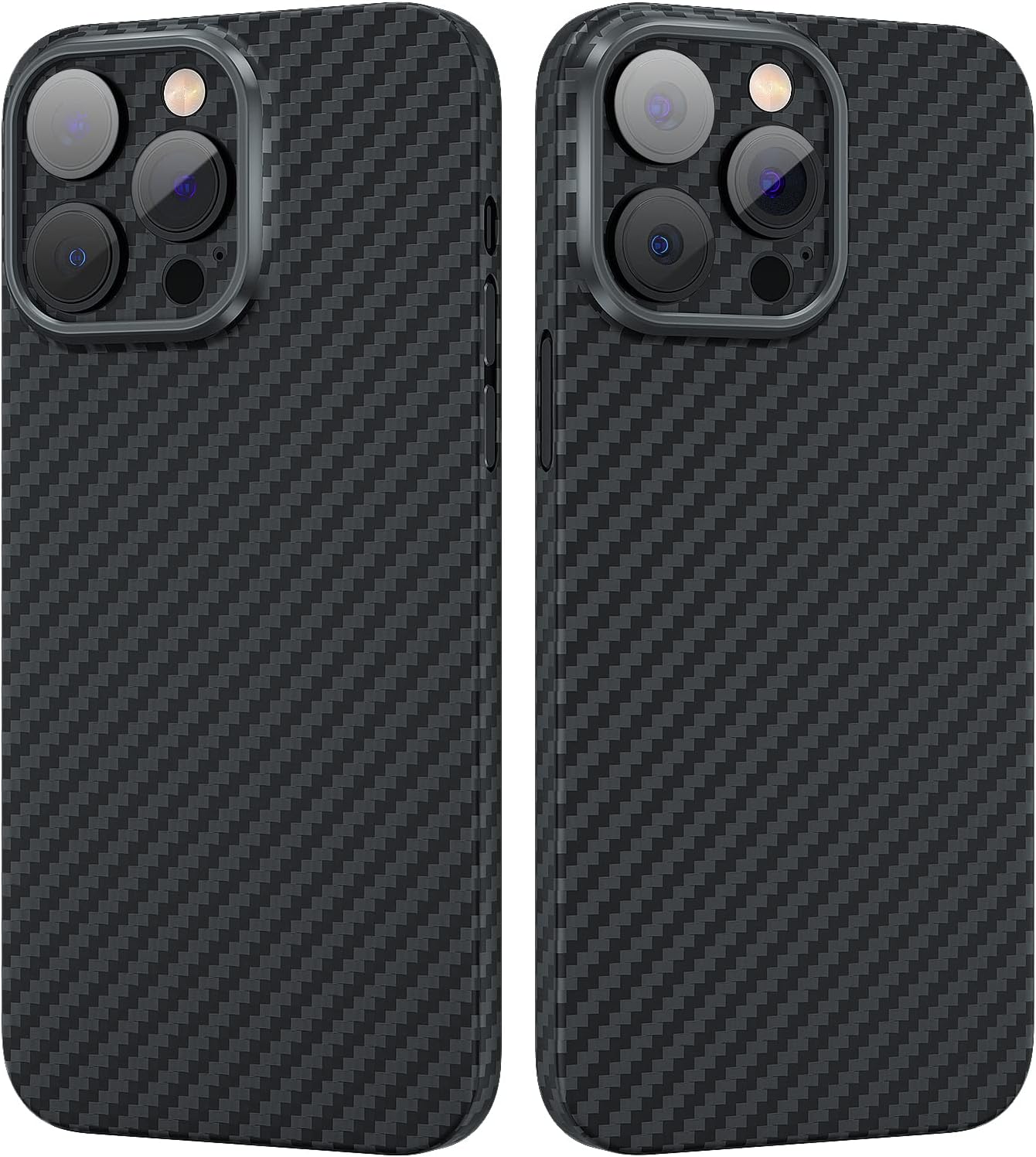 MEMUMI for iPhone 14 Pro Max Case Carbon Fiber, Real Aramid Fiber Sturdy Durable Carbon 0.5 mm Slim Fit for iPhone 14 Pro Max 6.7" Carbon Fiber Thin Case with Military-Grade Drop Protection Black/Grey