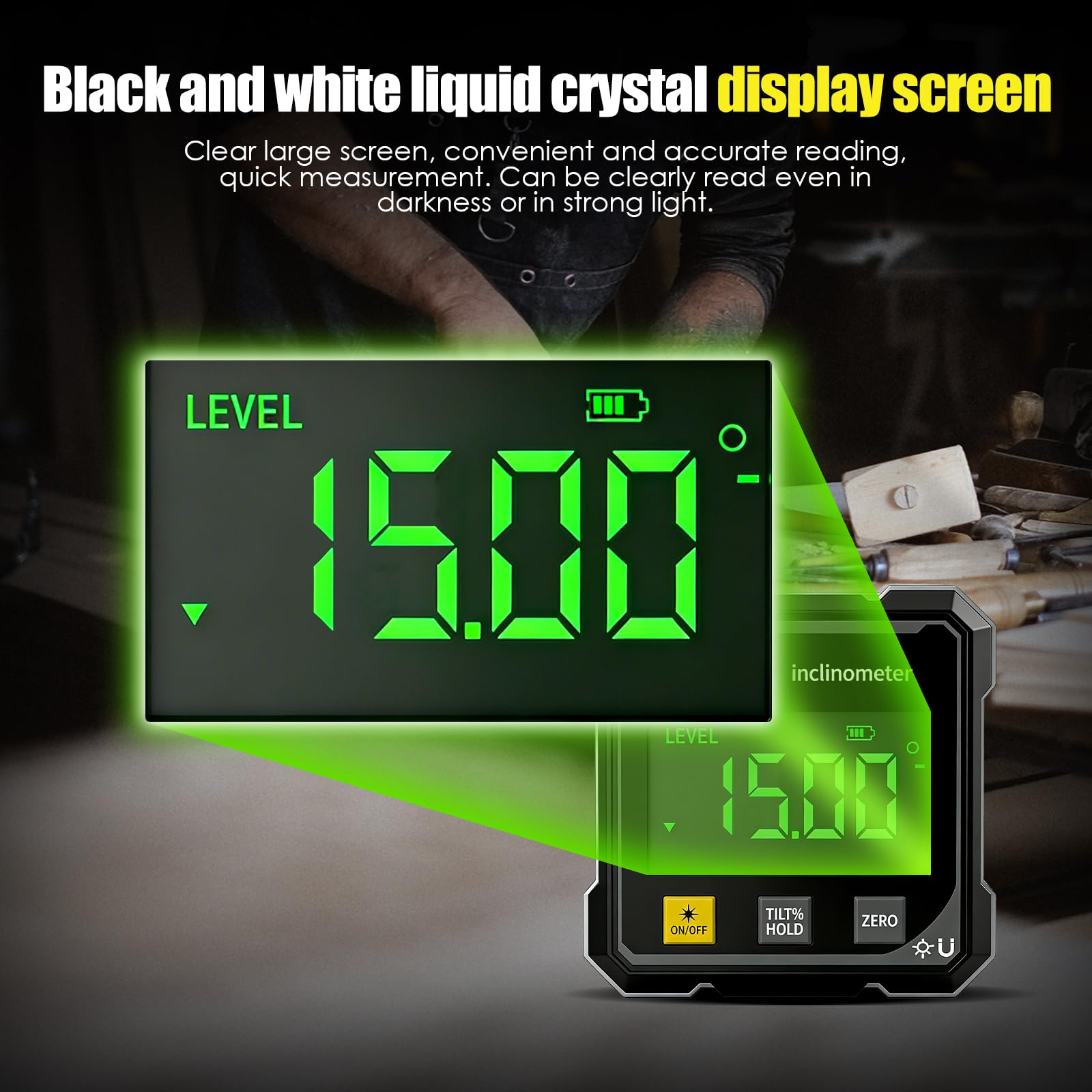 Luminis Precision X1 Rapporteur d'angle numérique à 4 côtés avec écran LCD pour le travail du bois