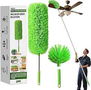 Telescoping Cobweb Duster and Extension Pole Set (110-Inch) for High Ceilings and Fans