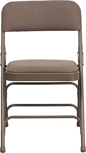 Miniatura 8 de Flash Furniture HERCULES Series - Silla plegable de metal de tela beige curvada con triple soporte y doble bisagra, 2 unidades