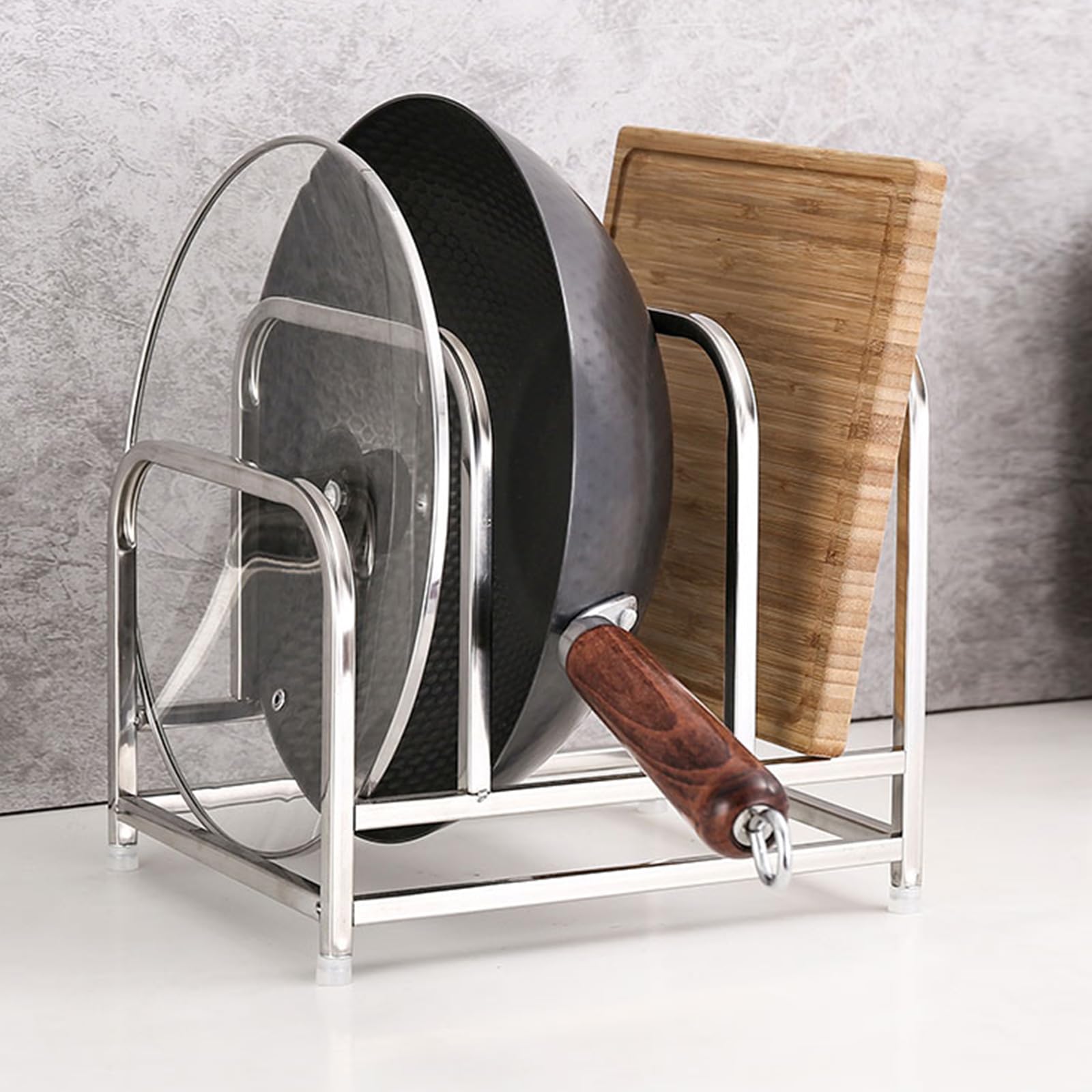 Uck-Kit Style1 Cutting Board Organizer Stand Holder,Stainless Steel Chopping Board Holder,Pot Pan Lid Holder Rack Kitchen Shelf Bakeware Organizer,