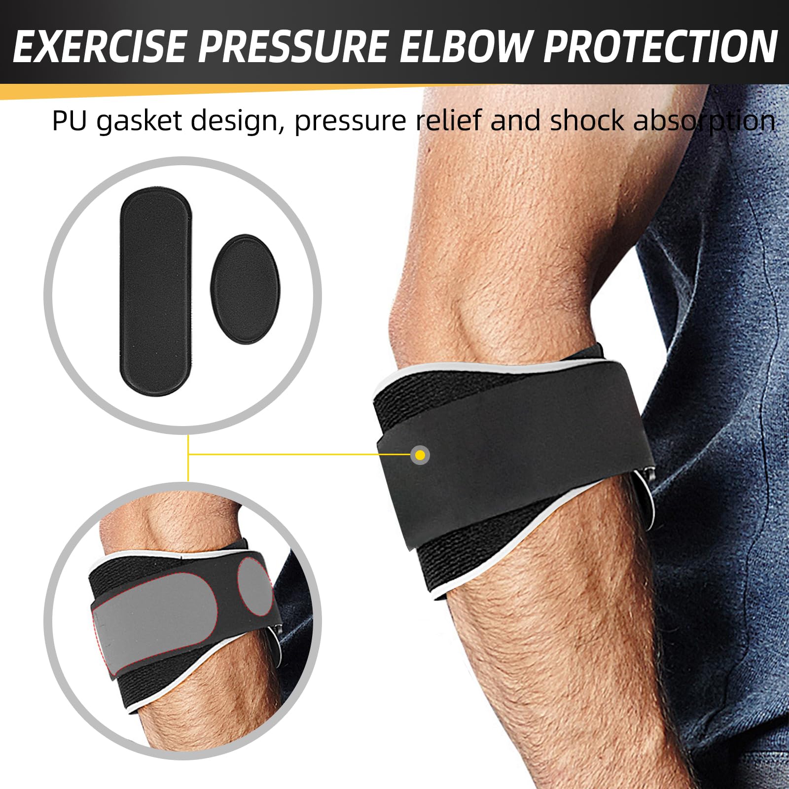 Tutore Epicondilite Gomito Terapia Epicondilite Regolabile Tutore Gomito Gomitiera Fascia Epicondilite Gomito per Tennis Elbow, Golfer's Elbow, Tendinite e Alleviamento del Dolore (2 Pezzi)