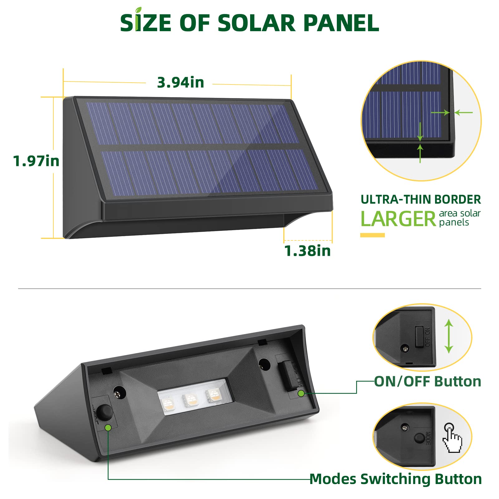 Luces Solares Para Exteriores Bridika - 2 Modos (Blanco Cálido/Blanco), IP65 Impermeables, Para Vallas, Muros Y Escalones