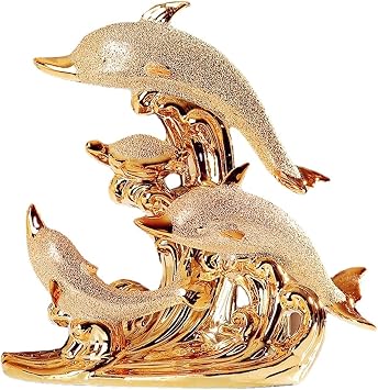 YUANXIN Dolphin Statue Dolphin Decor for Home Ceramics Decorations Animal Decorations Furnishings Fashion Luxury Elegant Wedding Gifts New Home Decoration Love Collectibles