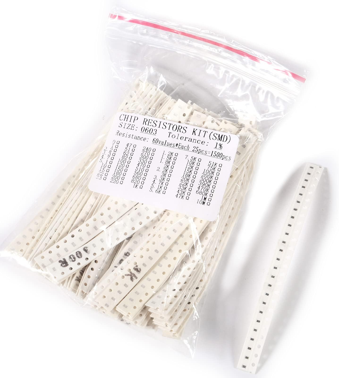 0603 SMD Resistor Kit, 0 Ohm -10M Ohm SMD Chip Resistors Kit for DIY and Experiments (0603 SMD Resistor Kit)