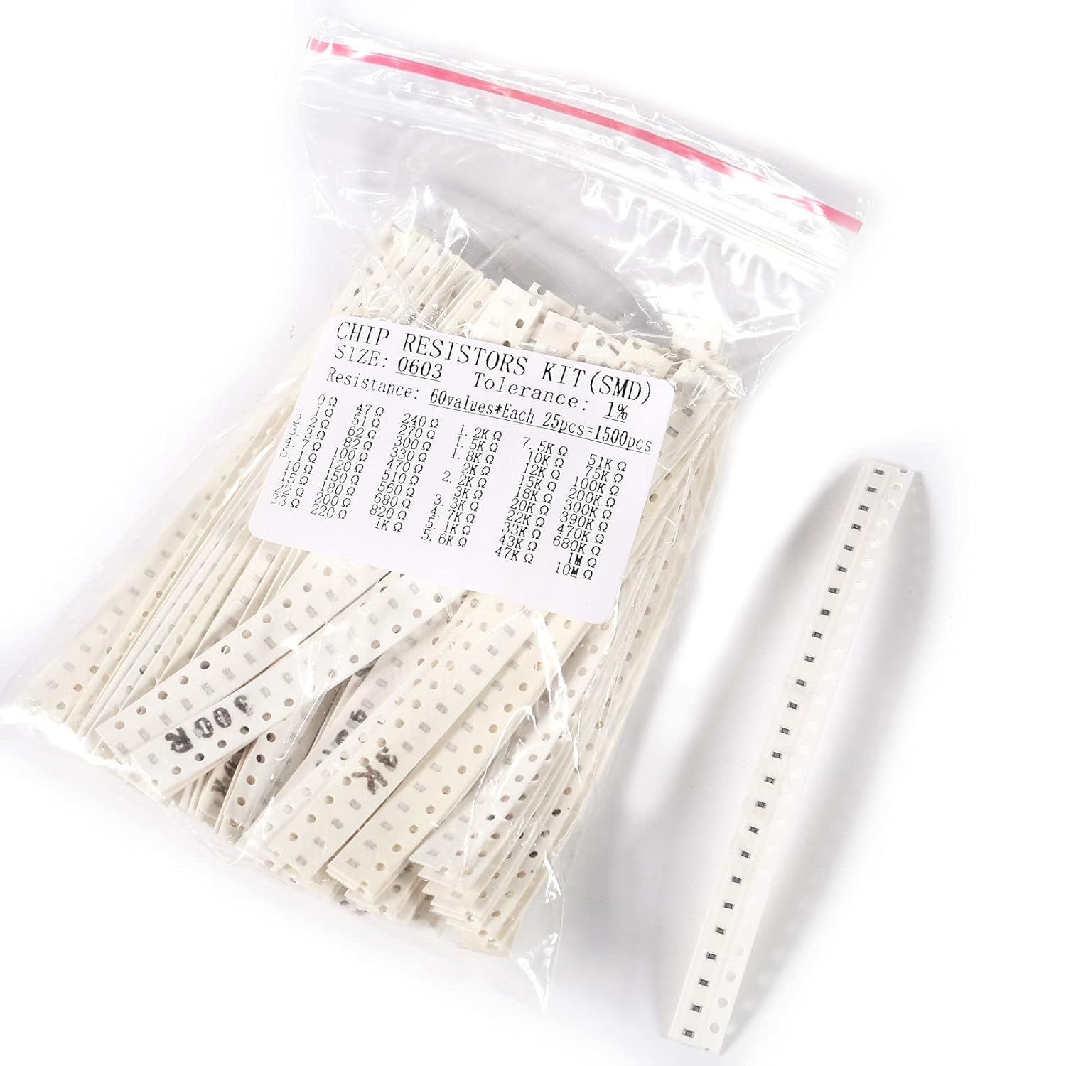 0603 SMD Resistor Kit, 0 Ohm 10M Ohm SMD Chip Resistors Kit for DIY