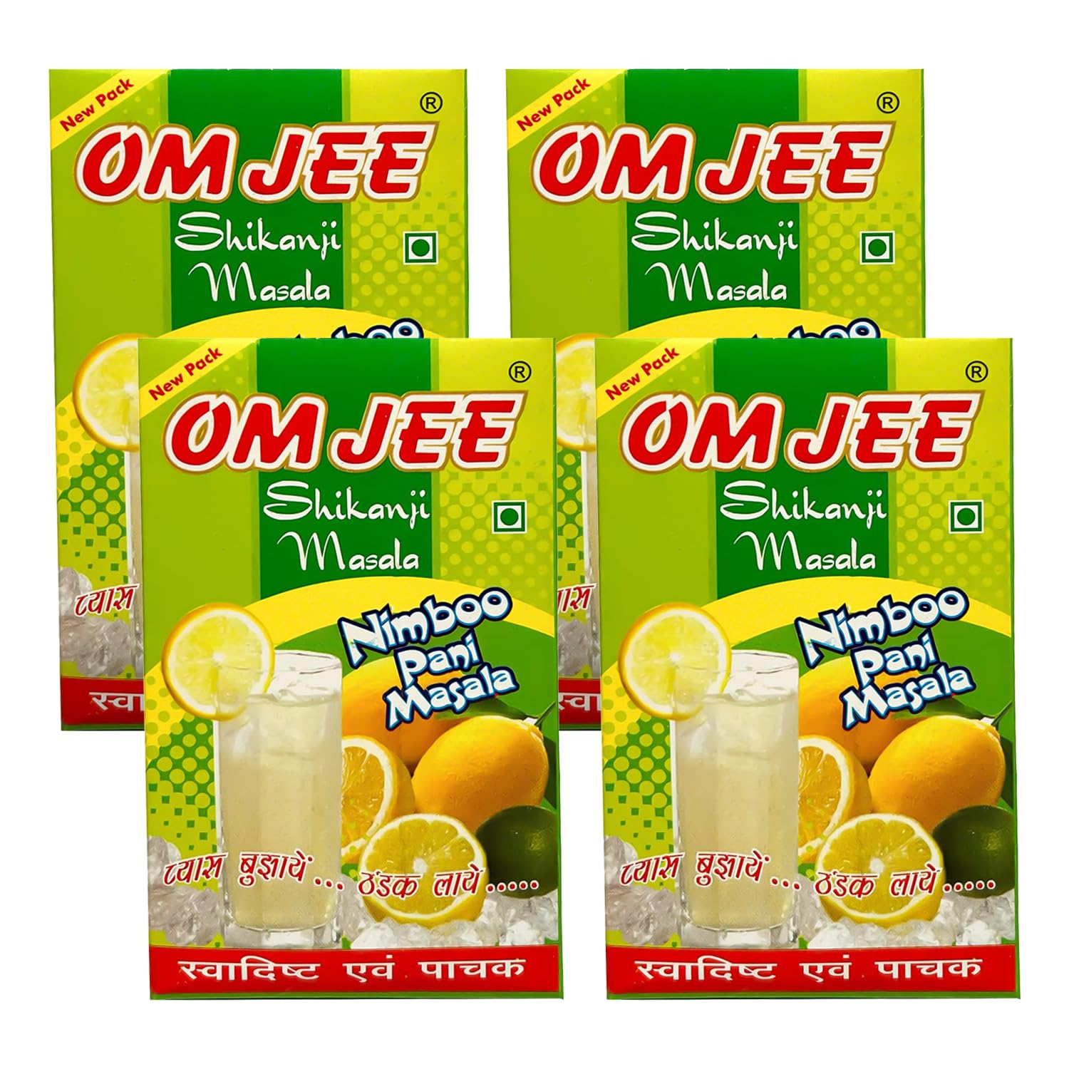 OM JEE 100% Natural Nimbu Pani Powder 400gm Shikanji Masala Perfect Summer time Beverage Pack of 4 x 100gm