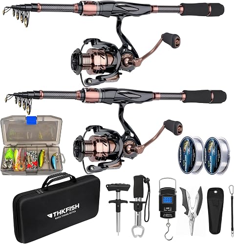THKFISH 2PCS Fishing Pole Combo Telescopic Spinning Fishing Rod and Re — Manufacturer product photo — best fly fishing rod and ree