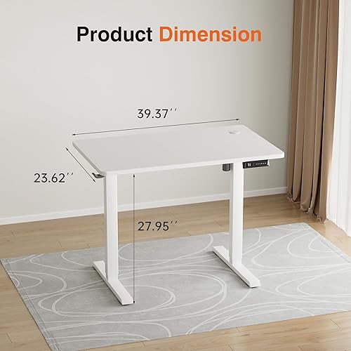 Vista 17 de Furmax Escritorio eléctrico de pie, escritorio ajustable de altura de 55 x 24 pulgadas con ruedas extraíbles, escritorio para computadora de oficina