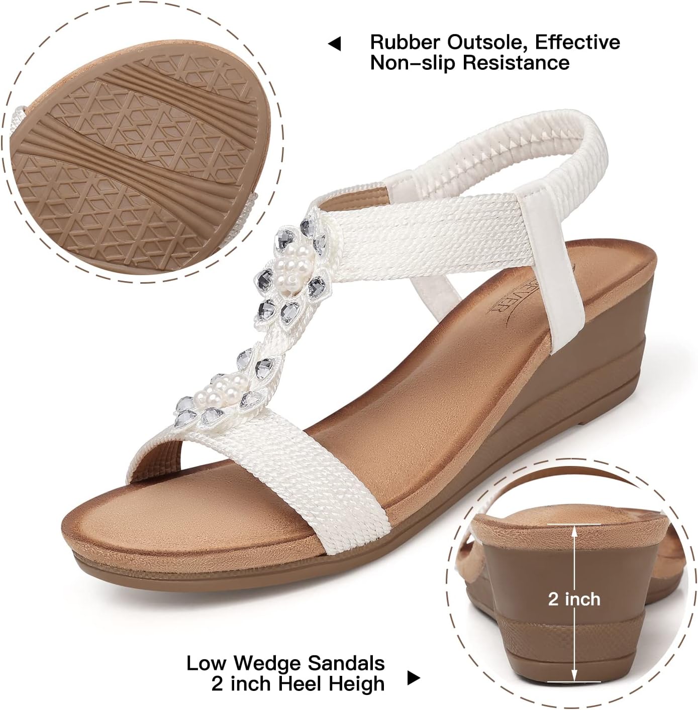 SHIBEVER Wedge Sandals for Dressy Women Platform Summer Womens Low Heels Arch Support Sandal - Image 4