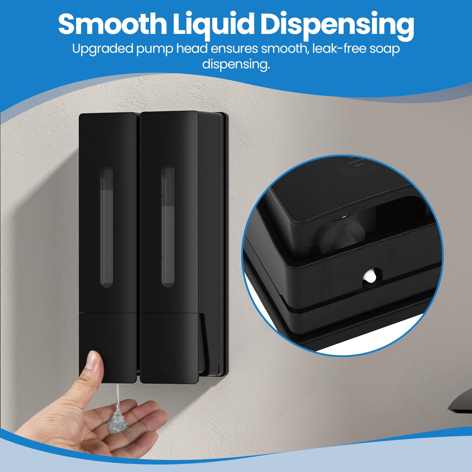 2er 400ml Seifenspender Wandbefestigung Shampoo Flaschen zum Befüllen Dusche Shampoo Spender Duschgel Soap Dispenser ohne Bohren Duschgelspender Spülmittelspender für Dusche Küche Badezimmer
