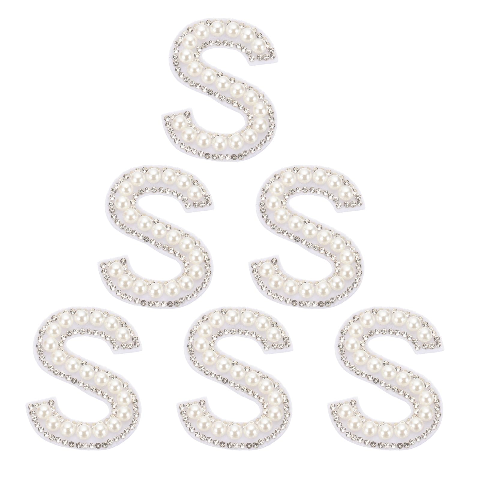 Patch strass lettre S alphabet blanc autocollant vêtement et écusson thermique 4.4cm