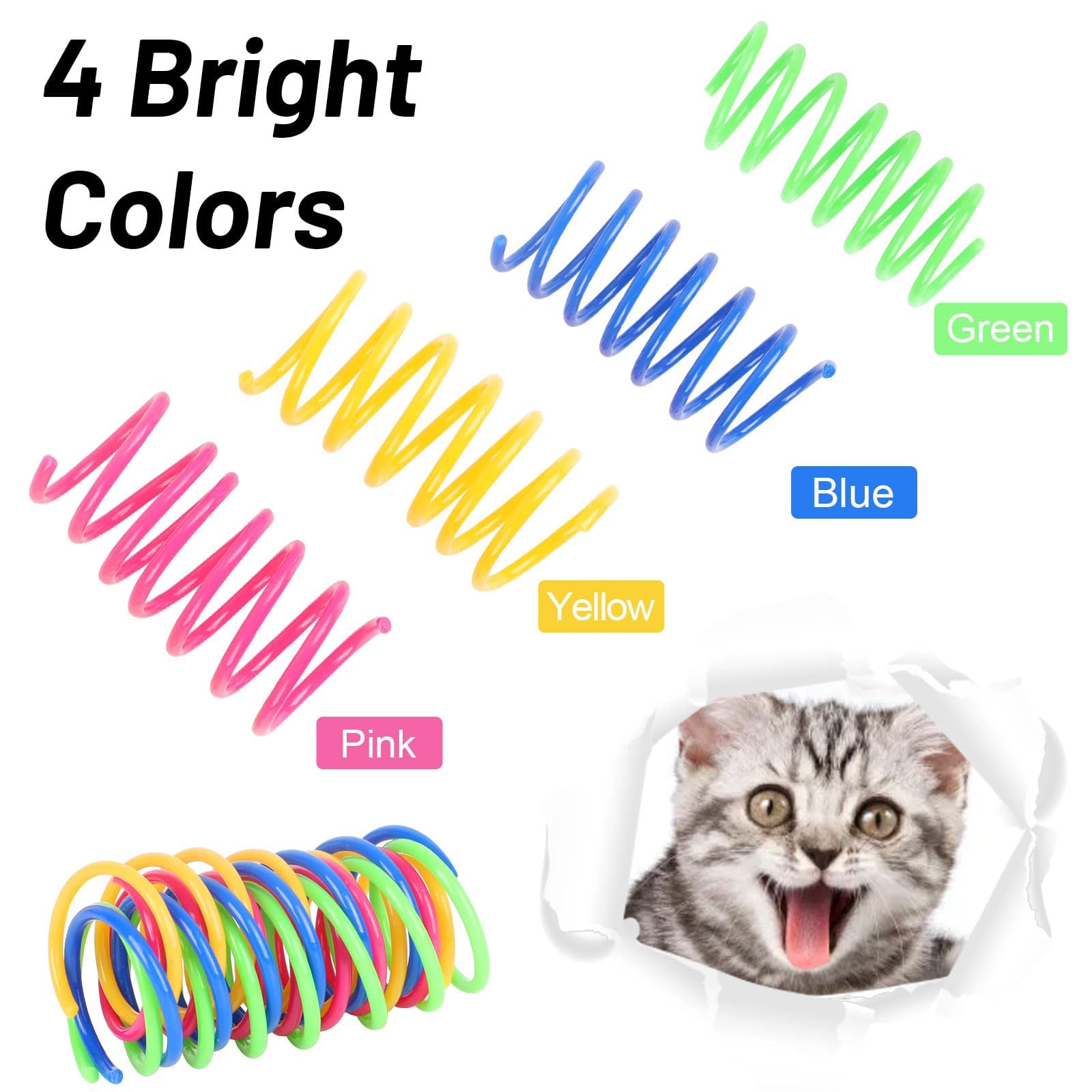 Fogcosy 40 Pcs Colorful Spring Cat Toys - Plastic Coil Spiral Interactive Pet Toys for Kitten Training Bouncing Play and Fun Gift - Image 3
