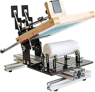 iDili Manual Curved Surface Screen Printing Machine for Cylindrical Objects Cups/Bottles/Tubes - Adjustable for 1.3-27CM