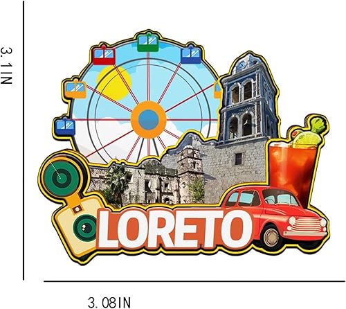 Miniatura 3 de Loreto México Imán de nevera con imán de madera 3D, monumentos coleccionables de viaje, decoración hecha a mano -2060