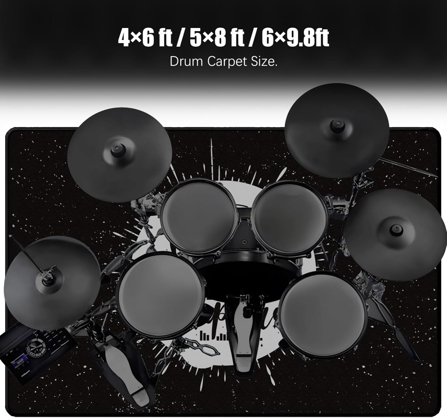 Drum Rug 5Ft x 8Ft Drum Mat Drum Carpet with Non-Slip Grip Bottom, Soundproof Rug Pads for Jazz Drum & Electric Drum Set, Ideal Gift for Drummers Drum Accessories(Drum Rug 04)