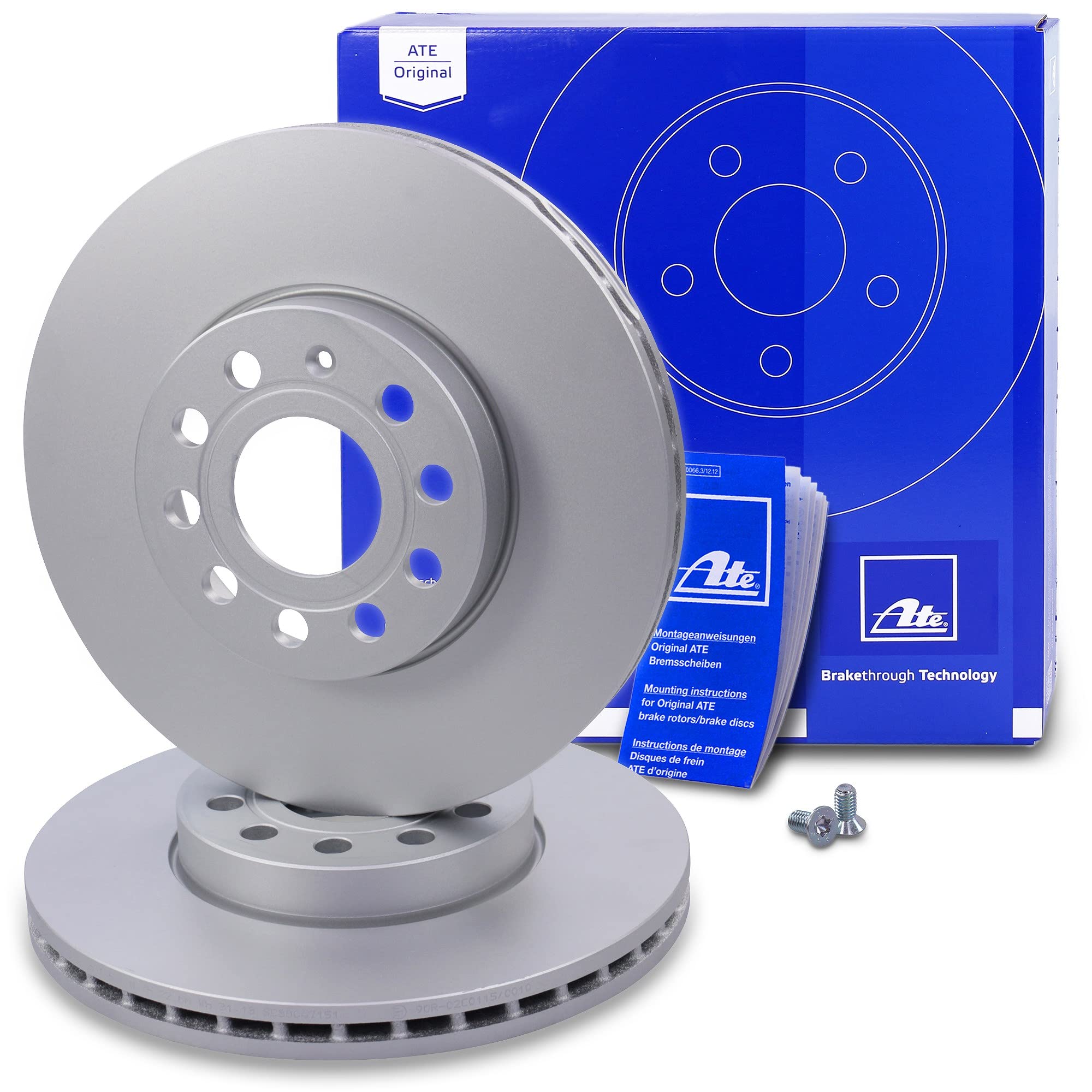 ATE Set di freni asse anteriore +dischi freno anteriori ¯ 288mm ventilati e pastiglie freno anteriori Compatibile con AUDI A3, Q2, SEAT ATECA, LEON, SKODA KAROQ, OCTAVIA 3, VW CADDY, GOLF 7, T-ROC
