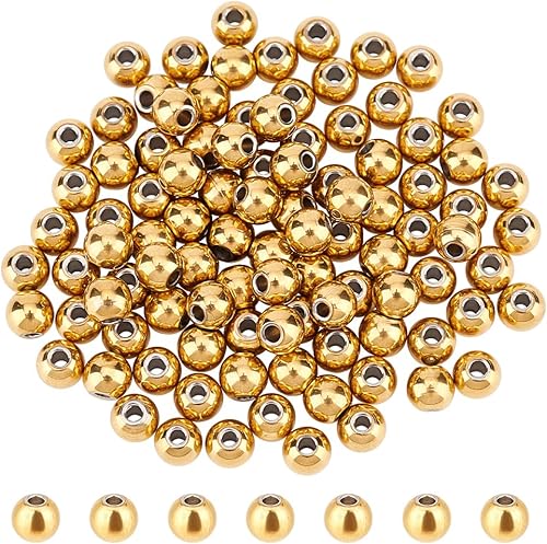 Miniatura 9 de NBEADS 100 cuentas espaciadoras de metal de 0.236in, cuentas de acero inoxidable 304 sólidas, cuentas sueltas de metal para hacer pulseras y joyas