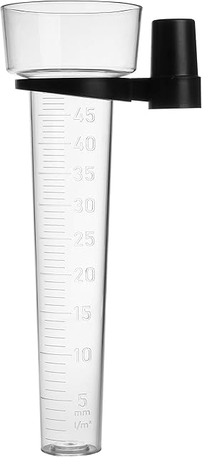 TFA Dostmann Analogowy deszczomierz, 47.1015, miernik opadów, do ogrodu, wyprodukowany w Niemczech, przezroczysty, dł. 160 x szer. 86 x wys. 270 mm