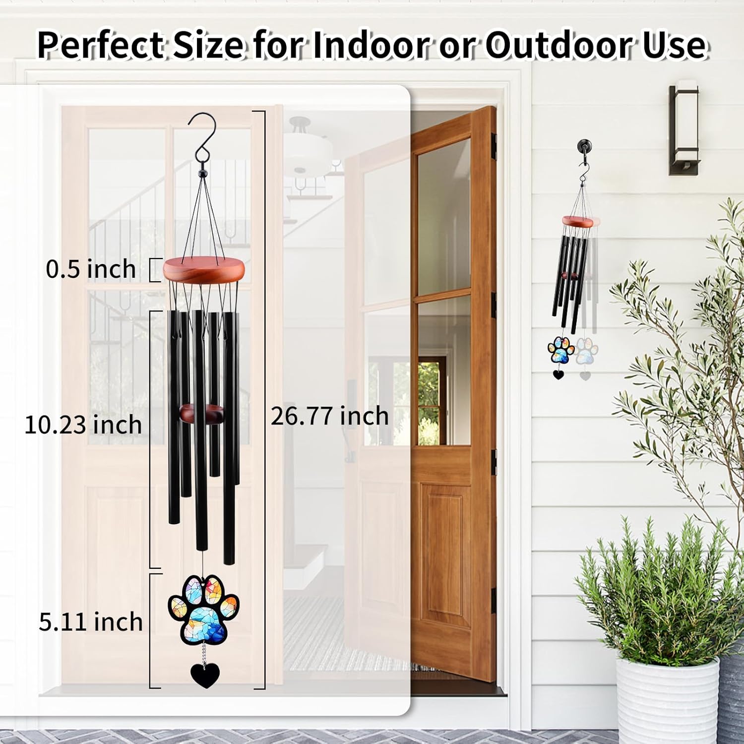 Pet Memorial Wind Chime – Dog Memorial Gifts for Loss of Dog, Loss of Pet Sympathy Gift, Pet Remembrance Bereavement Gift (Paw) - Image 5