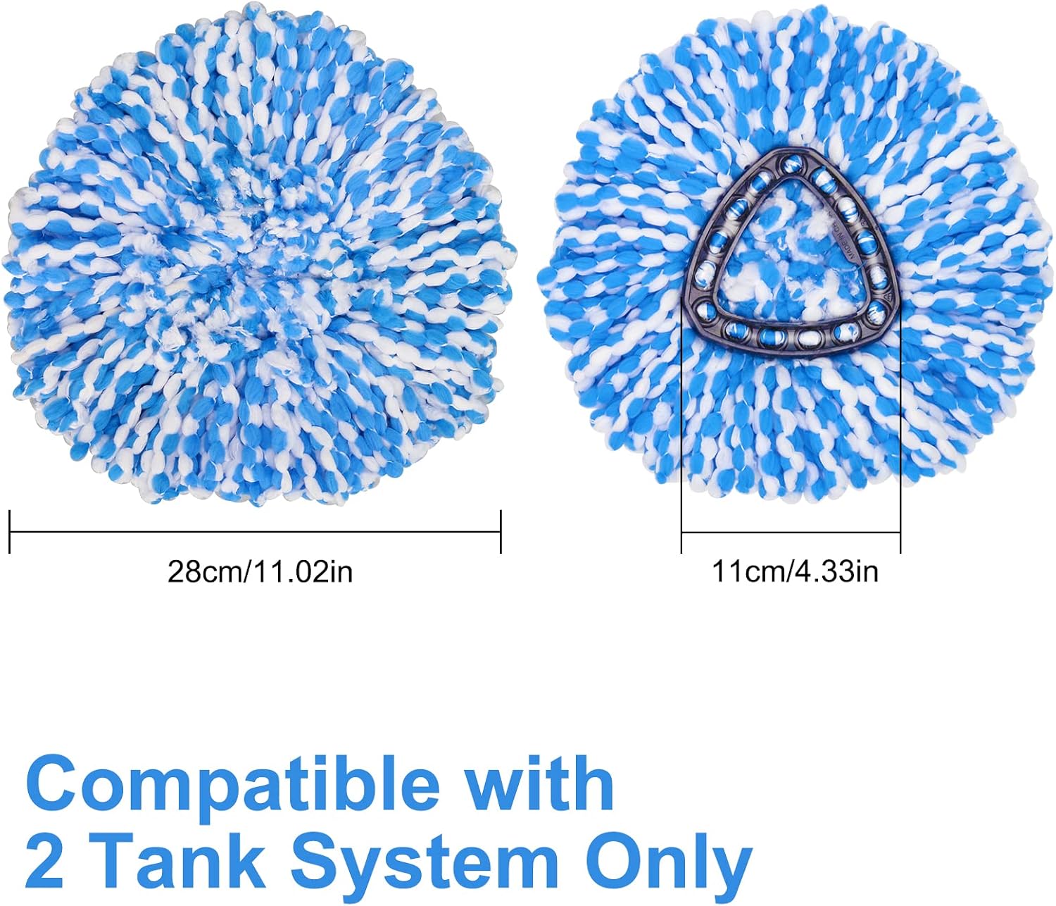 3 Pack Spin Mop Refills Blue for Ocedar 2 Tank System Triangle Mop-Head Easy Rinse Cleaning Microfiber Spin Mop Head Replacement