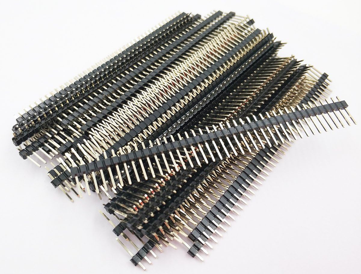 20pcs 0.1" Pin Header,1x40P Single Row 40Pin 2.54mm Male Pin Header Connector, Breadboard Pins,Berg Strip,L=13mm A=3mm Insulator=2.5mm B=7.5mm